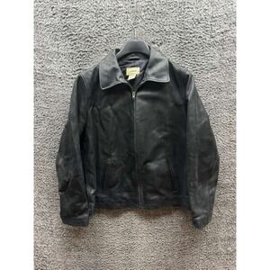 Vintage L.L. Bean Full Zip Insulated Leather Jacket Black 0WK 67 Womens Size XL